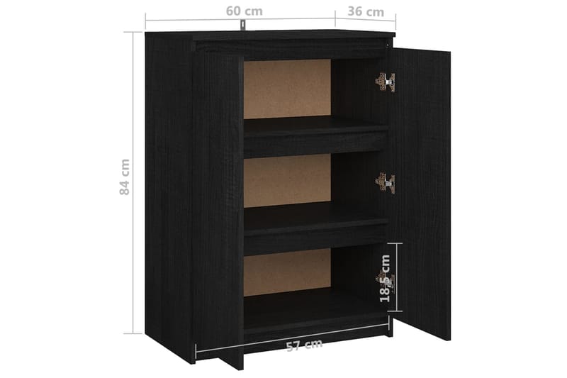 Skänk svart 60x36x84 cm massivt furuträ - Svart - Skänkar & sideboards