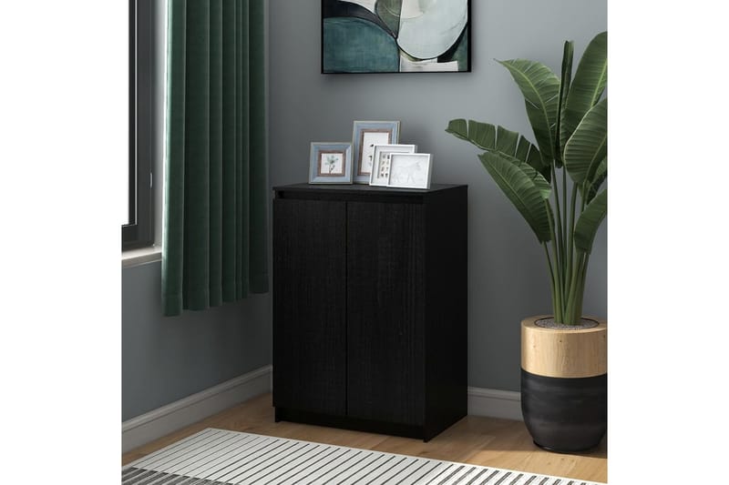 Skänk svart 60x36x84 cm massivt furuträ - Svart - Förvaring - Förvaringsmöbler - Skänkar & sideboards