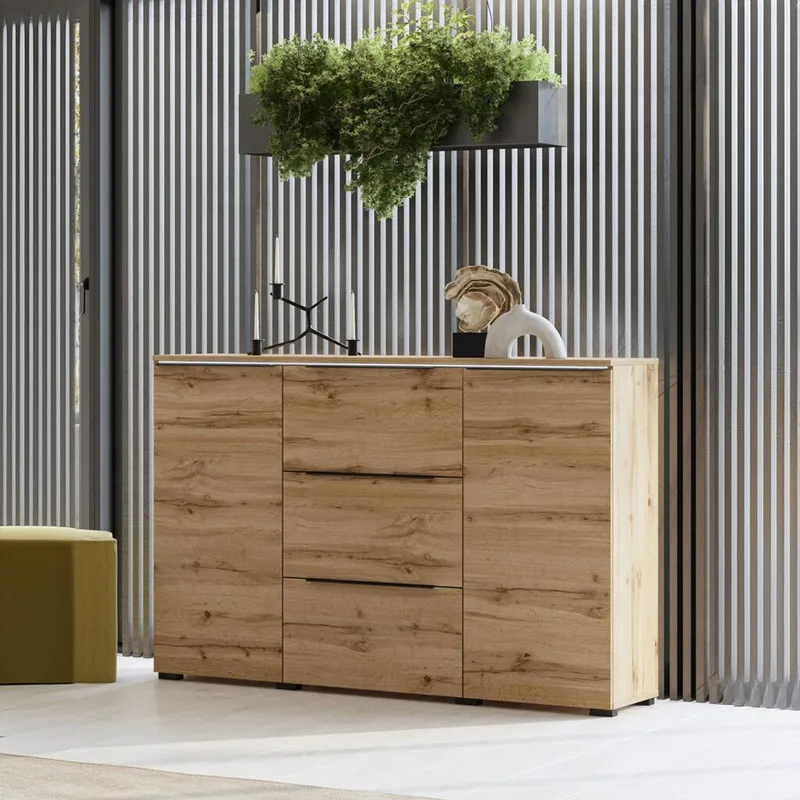 Skänk Tana 2 Dörrar med 3 Lådor - Wotan Ek - Förvaring - Förvaringsmöbler - Skänkar & sideboards