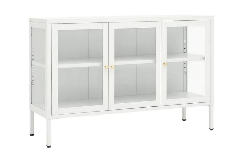 Skänk vit 105x35x70 cm stål och glas - Vit - Skänkar & sideboards