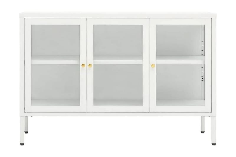 Skänk vit 105x35x70 cm stål och glas - Vit - Skänkar & sideboards