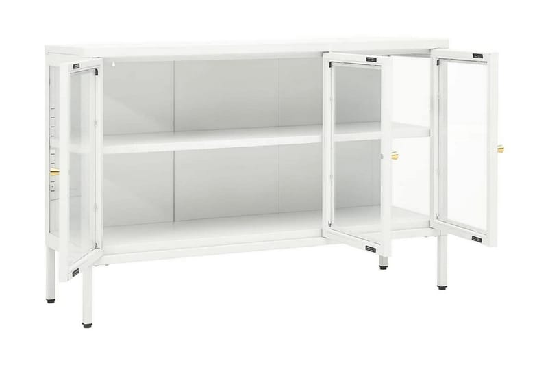 Skänk vit 105x35x70 cm stål och glas - Vit - Skänkar & sideboards