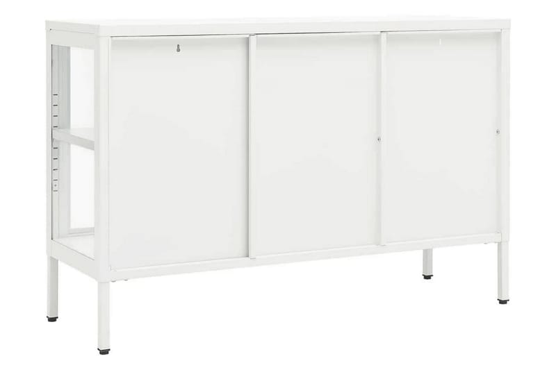 Skänk vit 105x35x70 cm stål och glas - Vit - Skänkar & sideboards