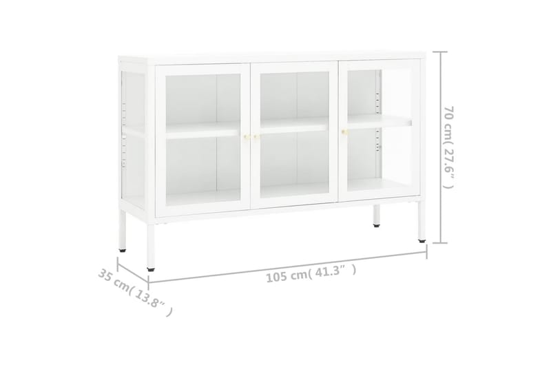 Skänk vit 105x35x70 cm stål och glas - Vit - Skänkar & sideboards