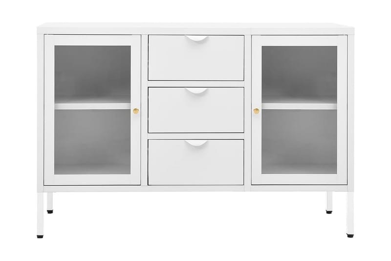 Skänk vit 105x35x70 cm stål och härdat glas - Vit - Förvaring - Förvaringsmöbler - Skänkar & sideboards