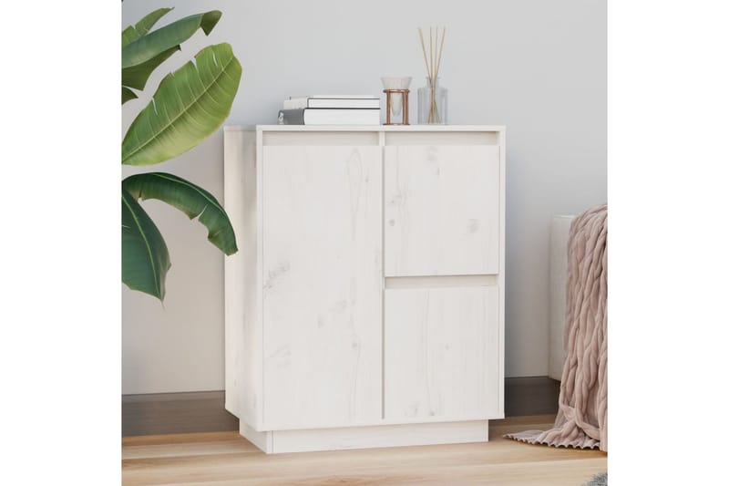 Skänk vit 60x34x75 cm massiv furu - Vit - Förvaring - Förvaringsmöbler - Skänkar & sideboards