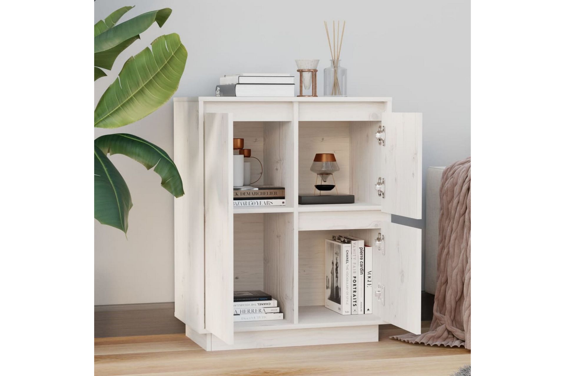 Skänk vit 60x34x75 cm massiv furu - Vit - Förvaring - Förvaringsmöbler - Skänkar & sideboards