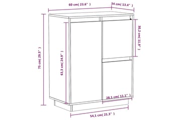 Skänk vit 60x34x75 cm massiv furu - Vit - Förvaring - Förvaringsmöbler - Skänkar & sideboards