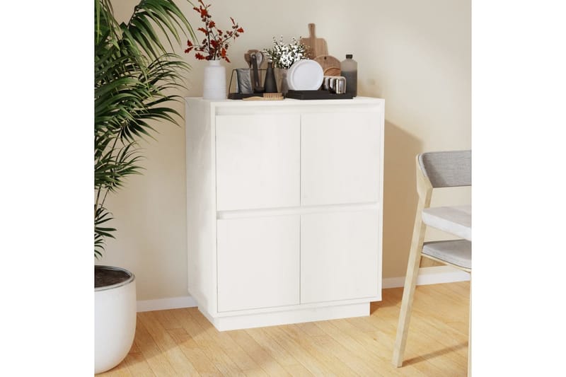 Skänk vit 60x34x75 cm massiv furu - Vit - Förvaring - Förvaringsmöbler - Skänkar & sideboards