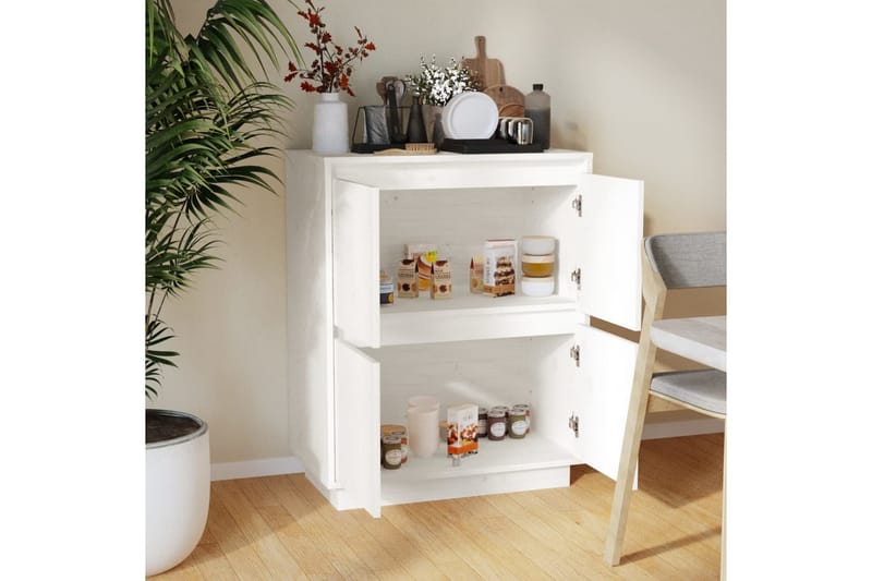 Skänk vit 60x34x75 cm massiv furu - Vit - Förvaring - Förvaringsmöbler - Skänkar & sideboards