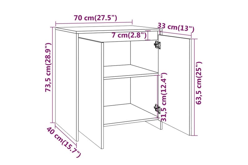 Skänk vit 70x40x73,5 cm spånskiva - Vit - Förvaring - Förvaringsmöbler - Skänkar & sideboards