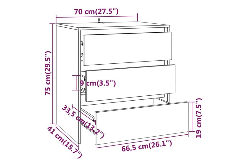 Skänk vit högglans 70x41x75 cm spånskiva - Vit högglans - Förvaring - Förvaringsmöbler - Skänkar & sideboards