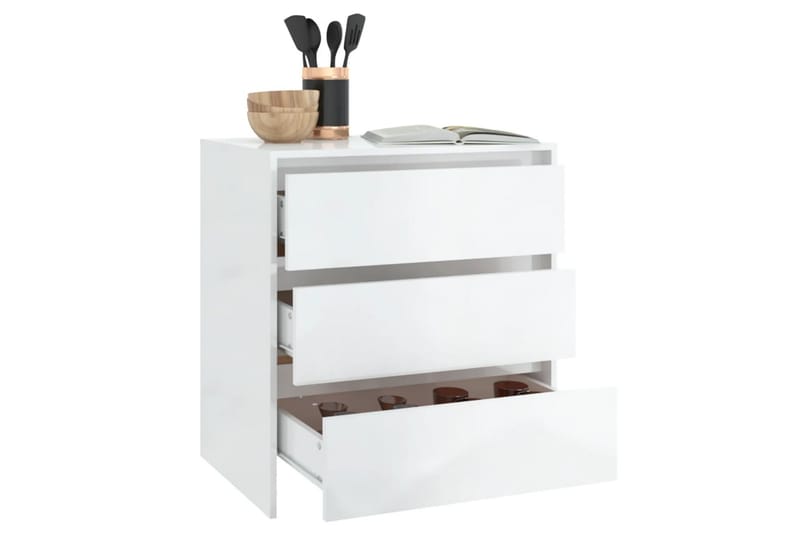 Skänk vit högglans 70x41x75 cm spånskiva - Vit högglans - Förvaring - Förvaringsmöbler - Skänkar & sideboards