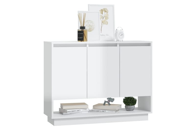 Skänk vit högglans 97x31x75 cm spånskiva - Vit högglans - Förvaring - Förvaringsmöbler - Skänkar & sideboards