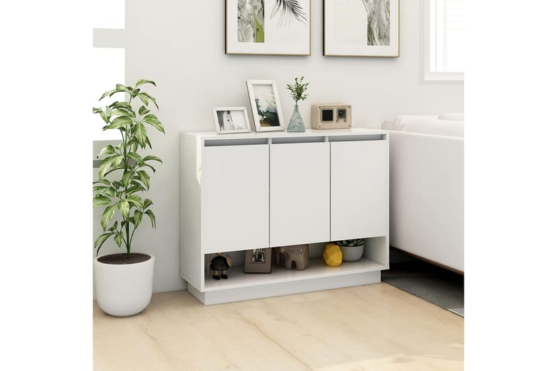 Skänk vit högglans 97x31x75 cm spånskiva - Vit högglans - Förvaring - Förvaringsmöbler - Skänkar & sideboards