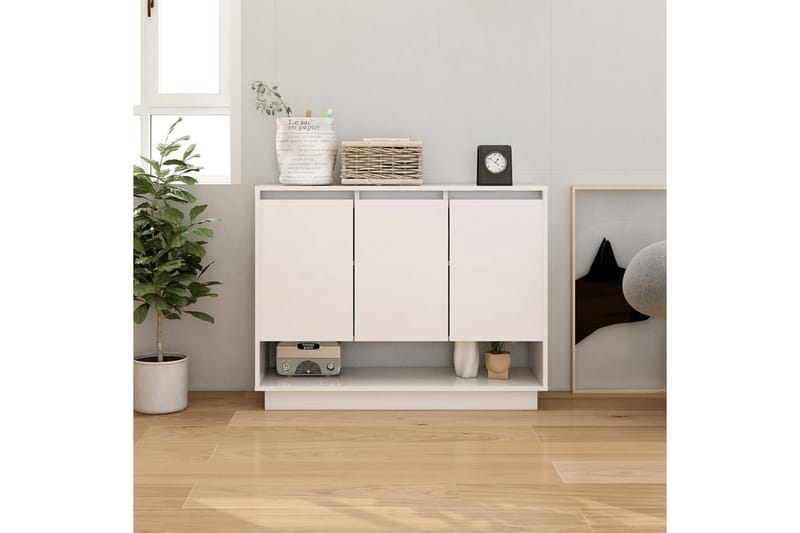 Skänk vit högglans 97x31x75 cm spånskiva - Vit högglans - Förvaring - Förvaringsmöbler - Skänkar & sideboards
