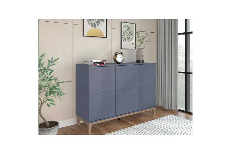 Skänk Pelle 120x41x85 cm, Grå/Wotan Ek - 120x41x85 cm, Grå/Wotan Ek - Förvaring - Förvaringsmöbler - Skänkar & sideboards