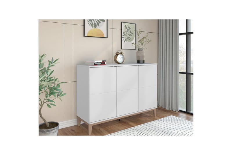 Skänk Pelle 120x41x85 cm, Vit/Wotan ek - 120x41x85 cm, Vit/Wotan ek - Förvaring - Förvaringsmöbler - Skänkar & sideboards