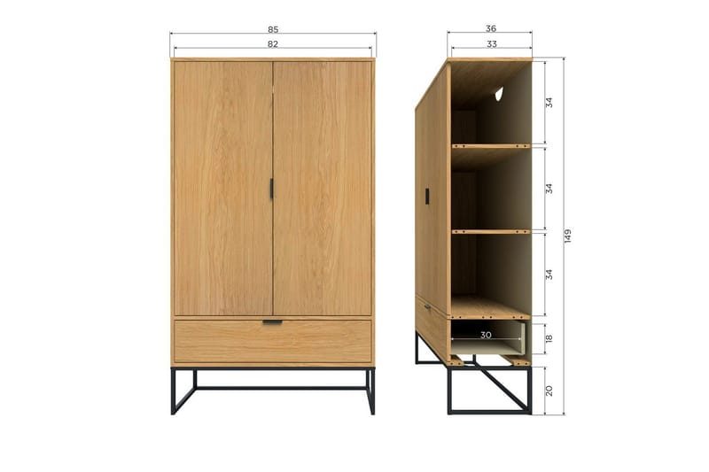 Skåp Silas 2-dörrar - Ek, Ek - Förvaring - Förvaringsmöbler - Byrå