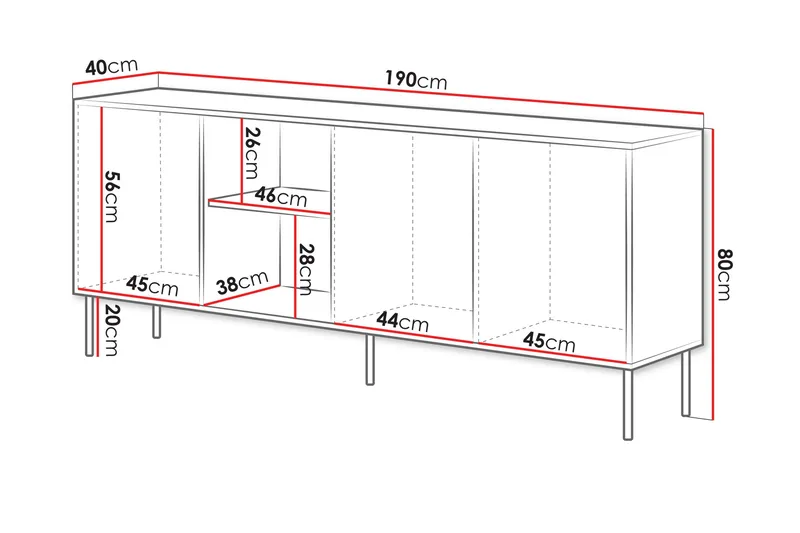 Stintino Skänk 190x40 cm - Svart/Brun - Förvaring - Förvaringsmöbler - Skänkar & sideboards