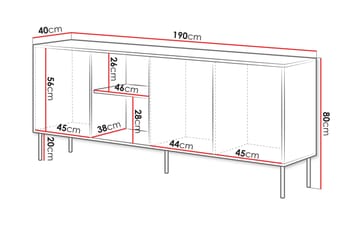 Stintino Skänk 190x40 cm - Vit/Grå - Förvaring - Förvaringsmöbler - Skänkar & sideboards