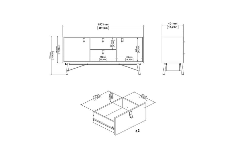 Tadami Skänk 150x40 cm - Förvaring - Förvaringsmöbler - Skänkar & sideboards