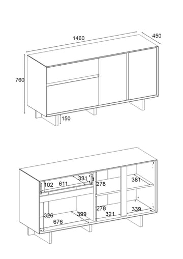 Tavon Konsol 146x76x45 cm - Milano Walnut - Förvaring - Förvaringsmöbler - Skänkar & sideboards