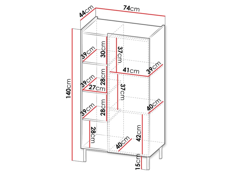 Tavrin Highboard 140 cm - Svart - Förvaring - Förvaringsmöbler - Byrå
