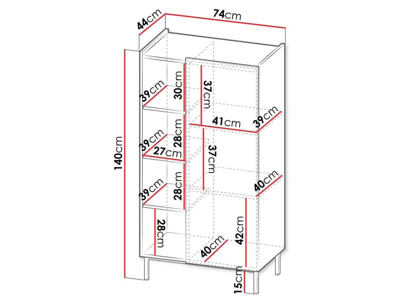 Tavrin Highboard 140 cm - Svart - Förvaring - Förvaringsmöbler - Byrå
