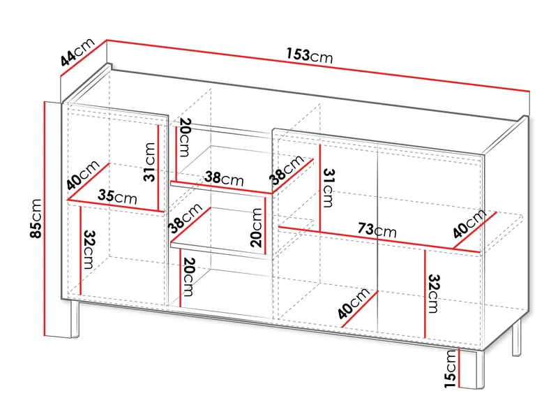 Tavrin Skänk 153x44 cm - Beige - Förvaring - Förvaringsmöbler - Skänkar & sideboards