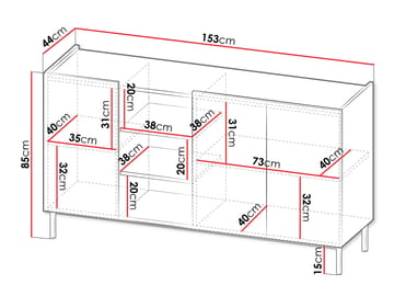 Tavrin Skänk 153x44 cm - Beige - Förvaring - Förvaringsmöbler - Skänkar & sideboards