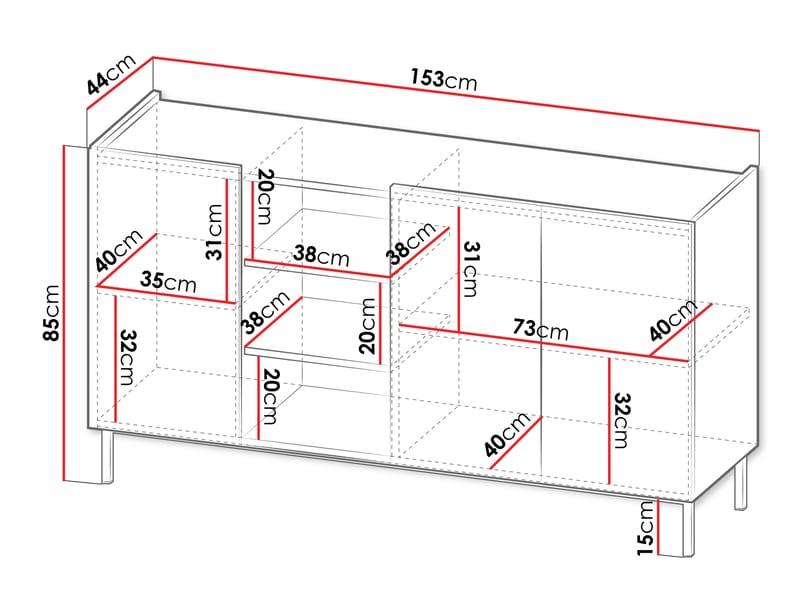 Tavrin Skänk 153x44 cm - Beige - Förvaring - Förvaringsmöbler - Skänkar & sideboards