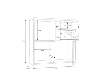 Toledor Sideboard 2 Lådor 74x77 cm - Brun/Vit - Förvaring - Förvaringsmöbler - Skänkar & sideboards