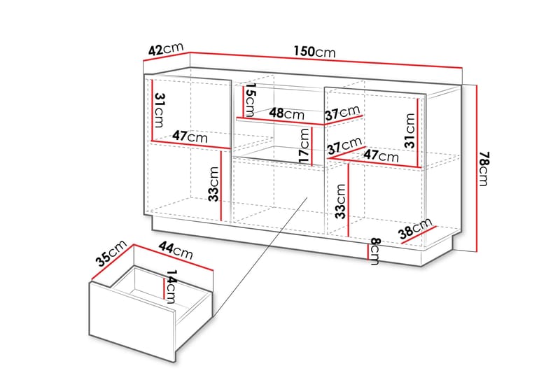 Torvalen Skänk 150x42 cm - Vit - Förvaring - Förvaringsmöbler - Skänkar & sideboards