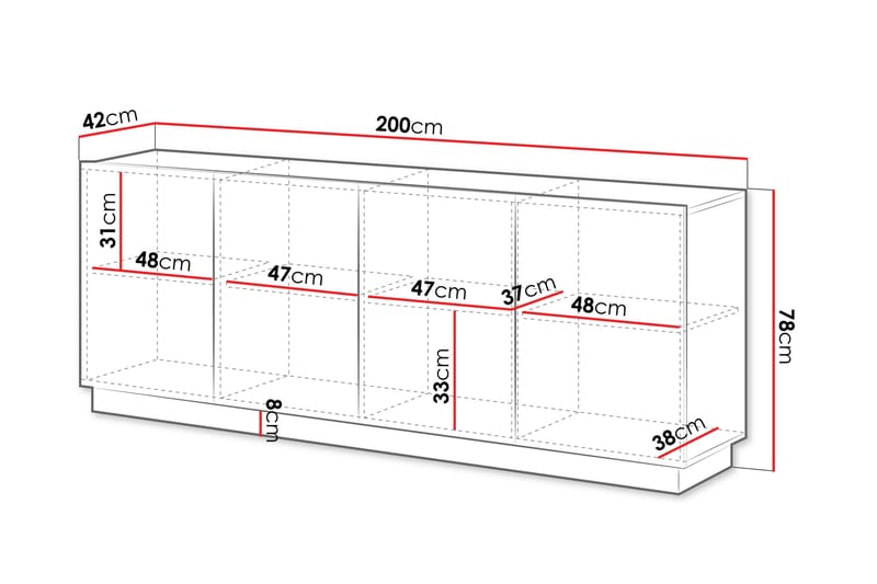 Torvalen Skänk 200x42 cm - Vit - Förvaring - Förvaringsmöbler - Skänkar & sideboards