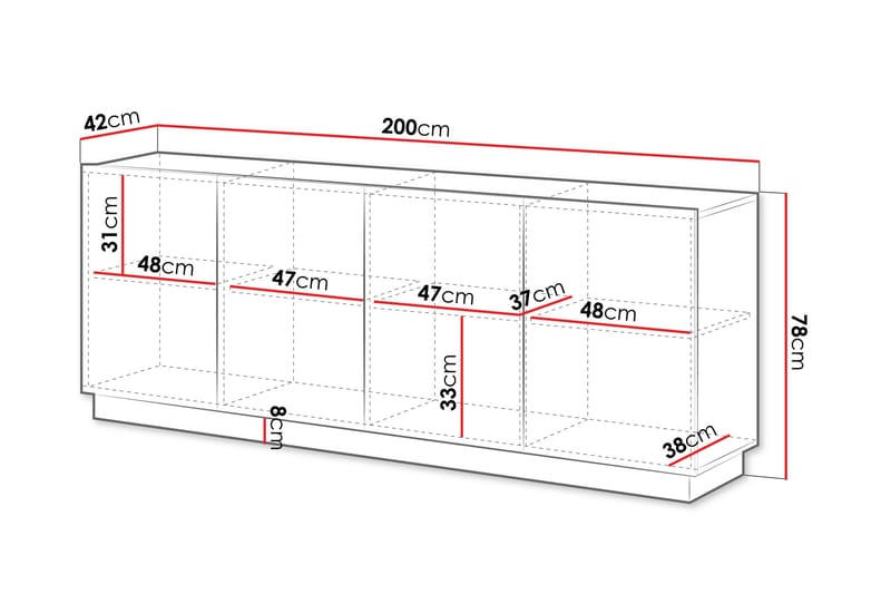 Torvalen Skänk 200x42 cm - Vit - Förvaring - Förvaringsmöbler - Skänkar & sideboards
