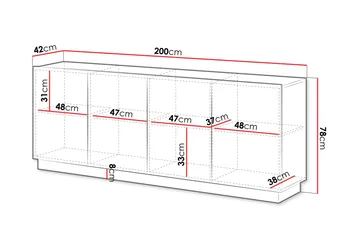Torvalen Skänk 200x42 cm - Vit - Förvaring - Förvaringsmöbler - Skänkar & sideboards