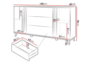 Torvos Byrå 150 cm - Brun/Svart - Förvaring - Förvaringsmöbler - Byrå