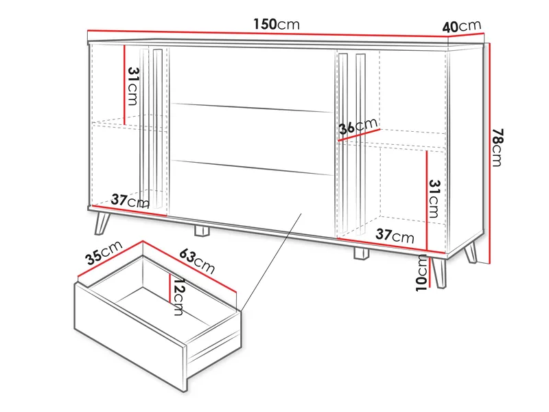 Torvos Byrå 150 cm - Brun/Svart - Förvaring - Förvaringsmöbler - Byrå
