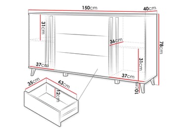 Torvos Byrå 150 cm - Svart - Förvaring - Förvaringsmöbler - Byrå