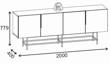 Truvia Konsol 200x77,9x40 cm - Antracit/Svart - Förvaring - Förvaringsmöbler - Skänkar & sideboards