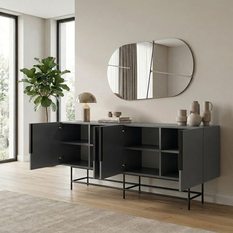 Truvia Konsol 200x77,9x40 cm - Antracit/Svart - Förvaring - Förvaringsmöbler - Skänkar & sideboards