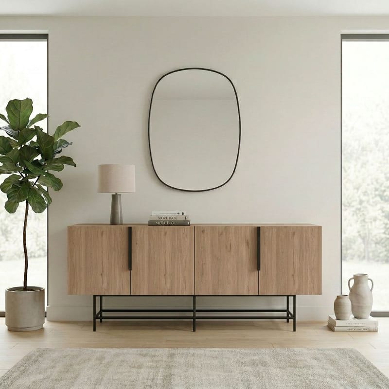 Truvia Konsol 200x77,9x40 cm - Natural Oak och svart - Förvaring - Förvaringsmöbler - Skänkar & sideboards