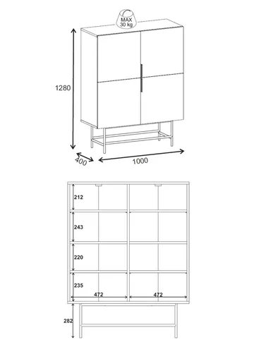 Truvia Sideboard 100x128x40 cm - Milano valnöt svart - Förvaring - Förvaringsmöbler - Skänkar & sideboards