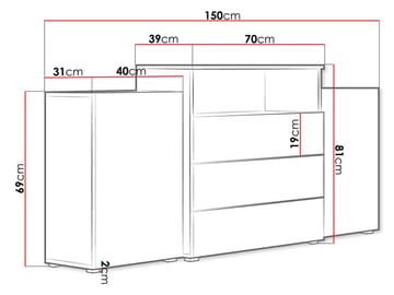 Urbanie Byrå 150 cm - grå, brun - Förvaring - Förvaringsmöbler - Skänkar & sideboards