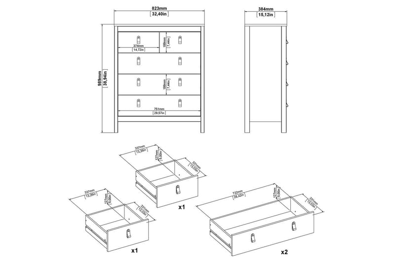 Vallvidera Byrå 82 cm - Beige - Förvaring - Förvaringsmöbler - Byrå
