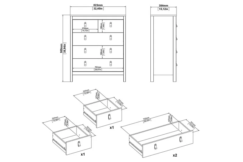 Vallvidera Byrå 82 cm - Beige - Förvaring - Förvaringsmöbler - Byrå