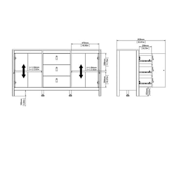 Vallvidera Sideboard med 2 dörrar och 3 lådor 151 cm - Förvaring - Förvaringsmöbler - Skänkar & sideboards