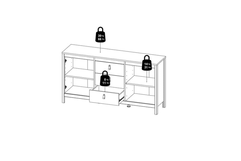 Vallvidera Skänk 151x38 cm - Beige - Förvaring - Förvaringsmöbler - Skänkar & sideboards