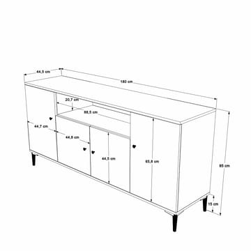 Valren Konsolbord 180x85x44,5 cm - Valnöt - Förvaring - Förvaringsmöbler - Skänkar & sideboards